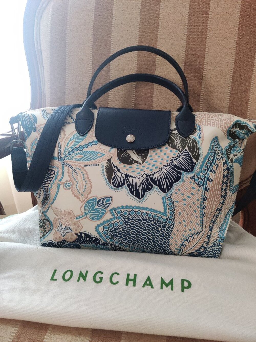 Longchamp Le Pliage NEO Canvas Bag Limited Edition Print in Blue, Tote/Weekender